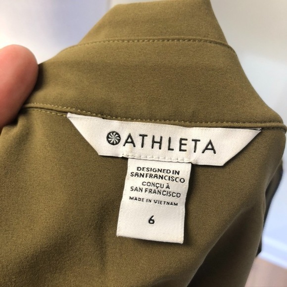 Athleta Wide Leg Jumpsuit Womens 6 Green Sleeveless Granola Earthy Boho - Picture 9 of 12